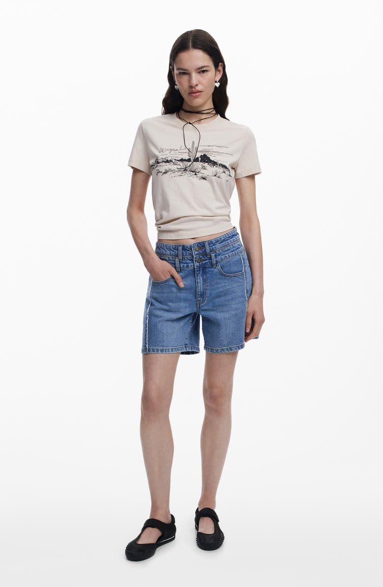 Desigual Stretch Denim Shorts, Alternate, color, 