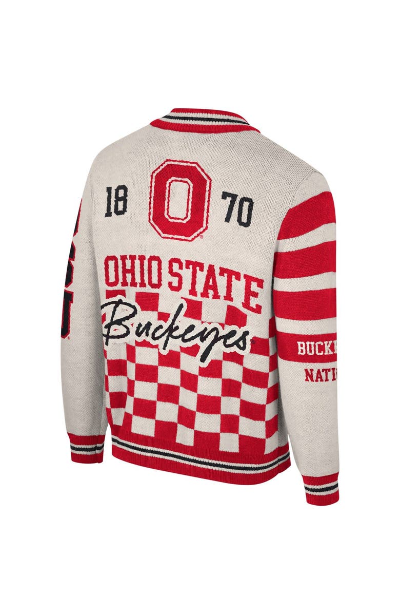 THE WILD COLLECTIVE Unisex The Wild Collective Cream Ohio State Buckeyes Jacquard Full-Zip Sweater, Alternate, color, Cream