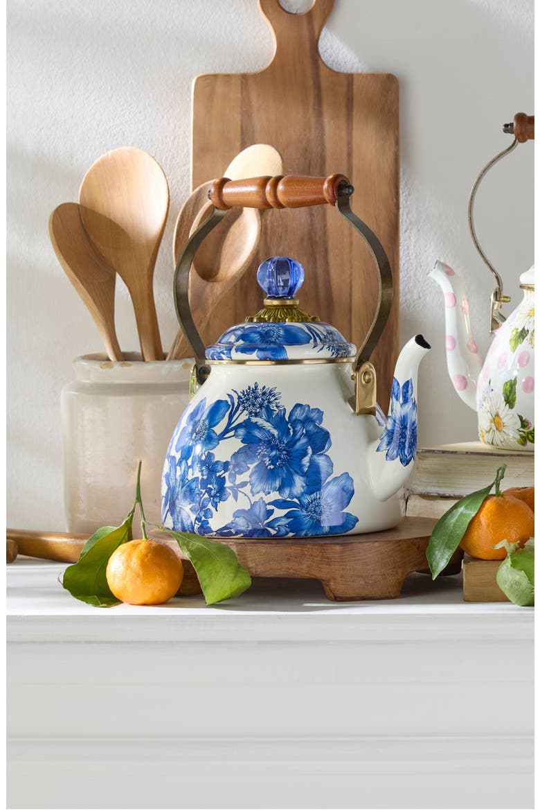 Royal English Garden Enameled Steel 2-Quart Tea Kettle, Alternate, color, ROYAL