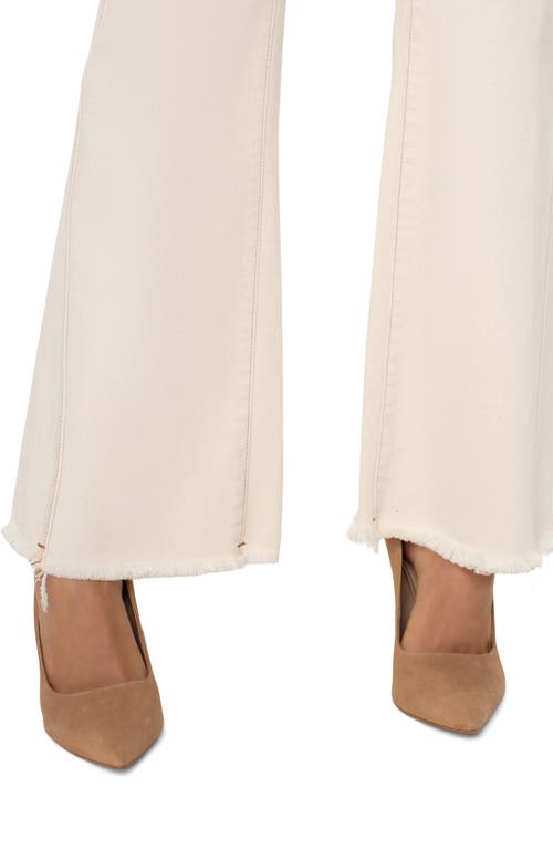 Shop Liverpool Los Angeles Gia Glider Frayed Pull-on Flare Jeans In Seaside Dunes