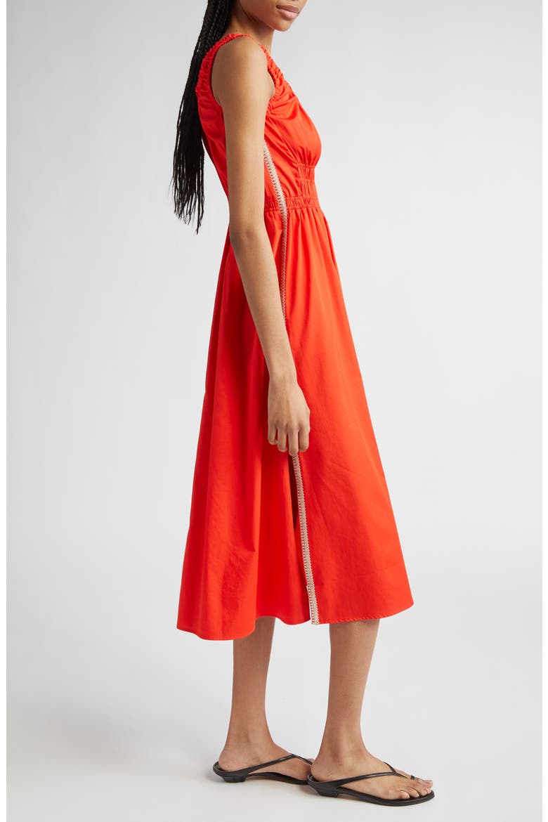 Anouk Smock Waist Cotton Dress, Alternate, color, RED