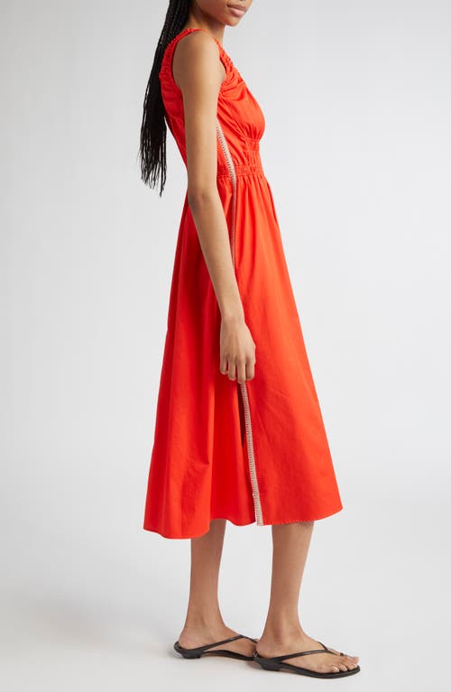 Reiss Anouk Smock Waist Cotton Dress In Red
