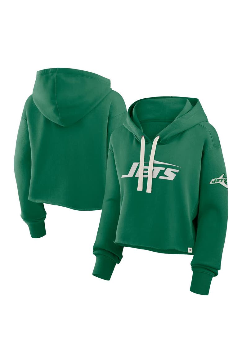 Women's Fanatics Kelly Green New York Jets Oversized Hometown Heritage Cropped Hoodie, Main, color, Kelly Green