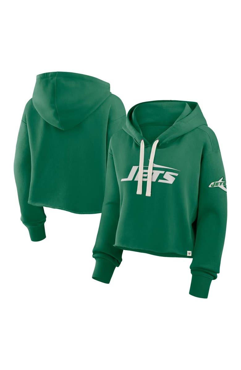 FANATICS Women's Fanatics Kelly Green New York Jets Oversized Hometown Heritage Cropped Hoodie, Main, color, Kelly Green