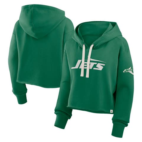 Women's Fanatics Kelly Green New York Jets Oversized Hometown Heritage Cropped Hoodie