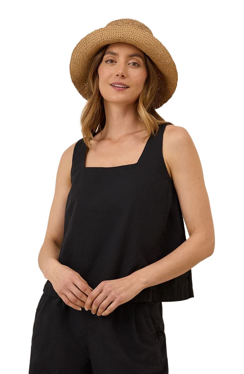 Pact Canopy Linen Square Neck Tank Made with Organic Cotton, Alternate, color, Black