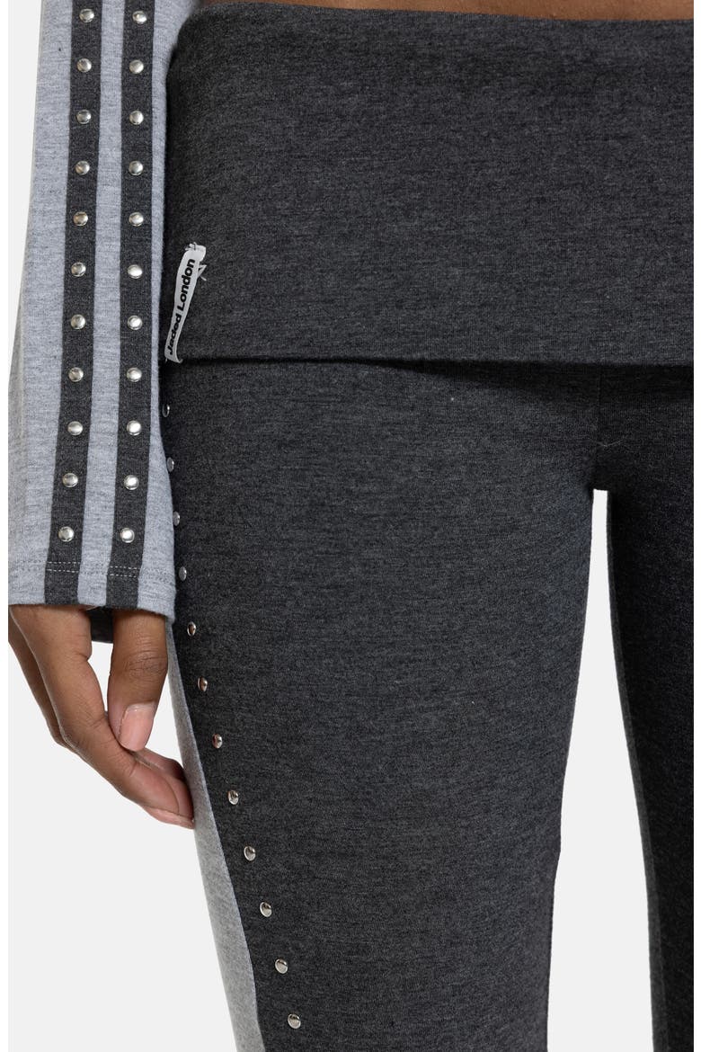 Foldover Studded Leggings, Alternate, color, GREY