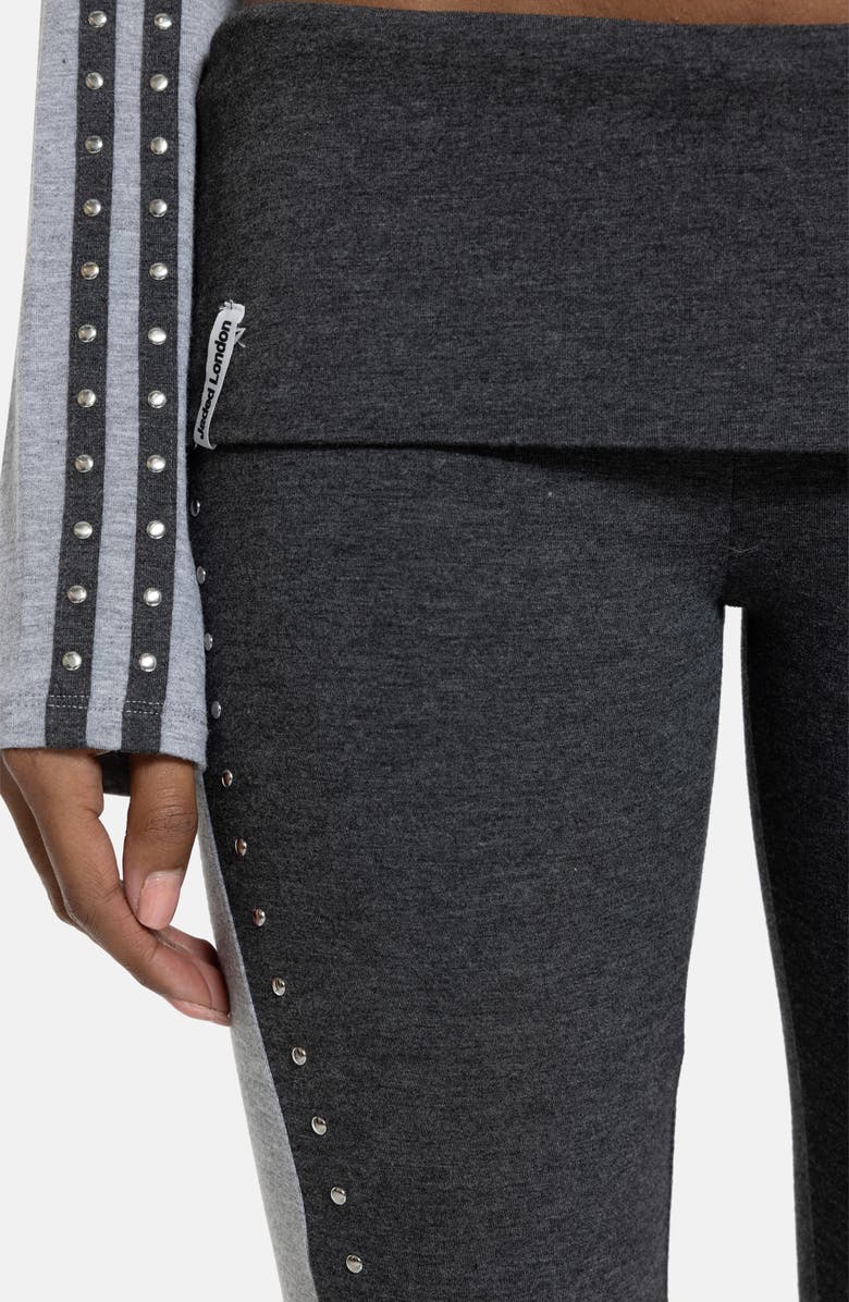 JADED LONDON Foldover Studded Leggings, Alternate, color, Grey