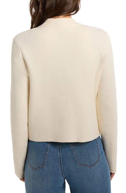 Nic + Zoe Nic+zoe Crop Knit Bomber Jacket In White