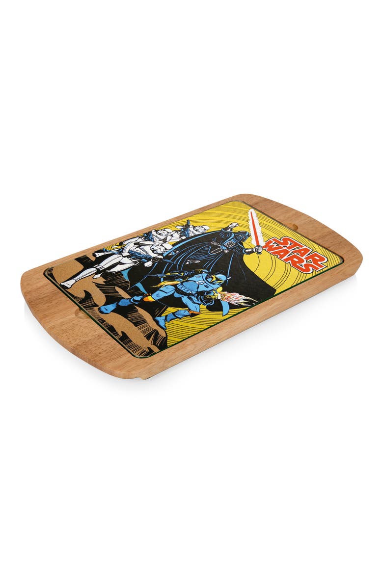 Billboard Glass Top Serving Tray, Alternate, color, BROWN
