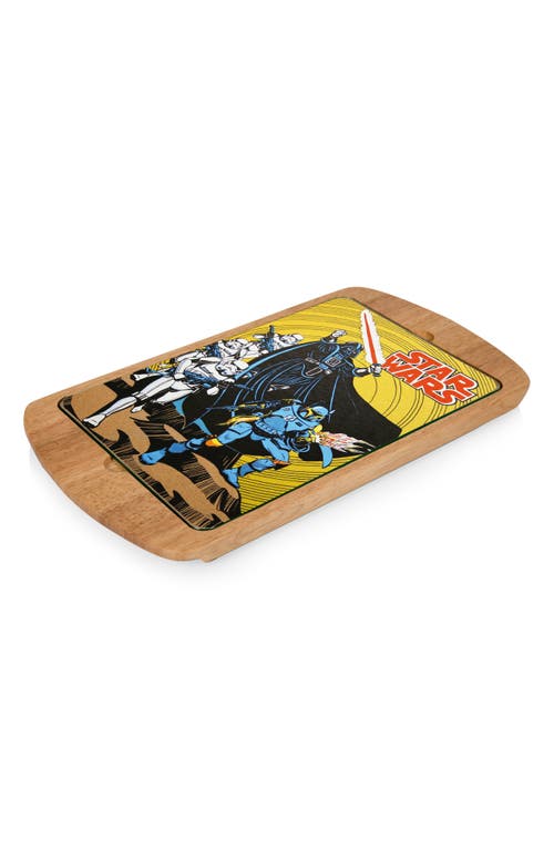Picnic Time Billboard Glass Top Serving Tray In Brown
