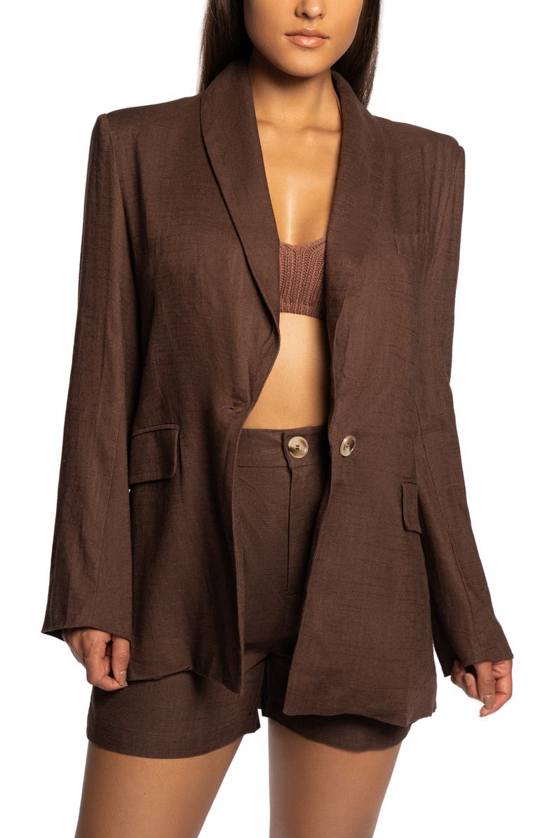 JLUXLABEL Parker Oversize Cotton & Linen Blazer, Main, color,