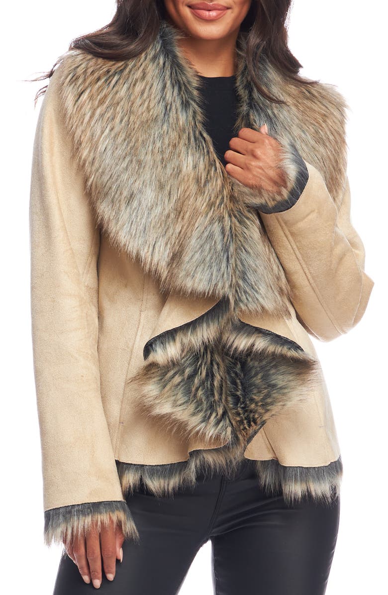 DONNA SALYERS FABULOUS FURS Denali Faux Suede & Faux Fur Jacket, Main, color,