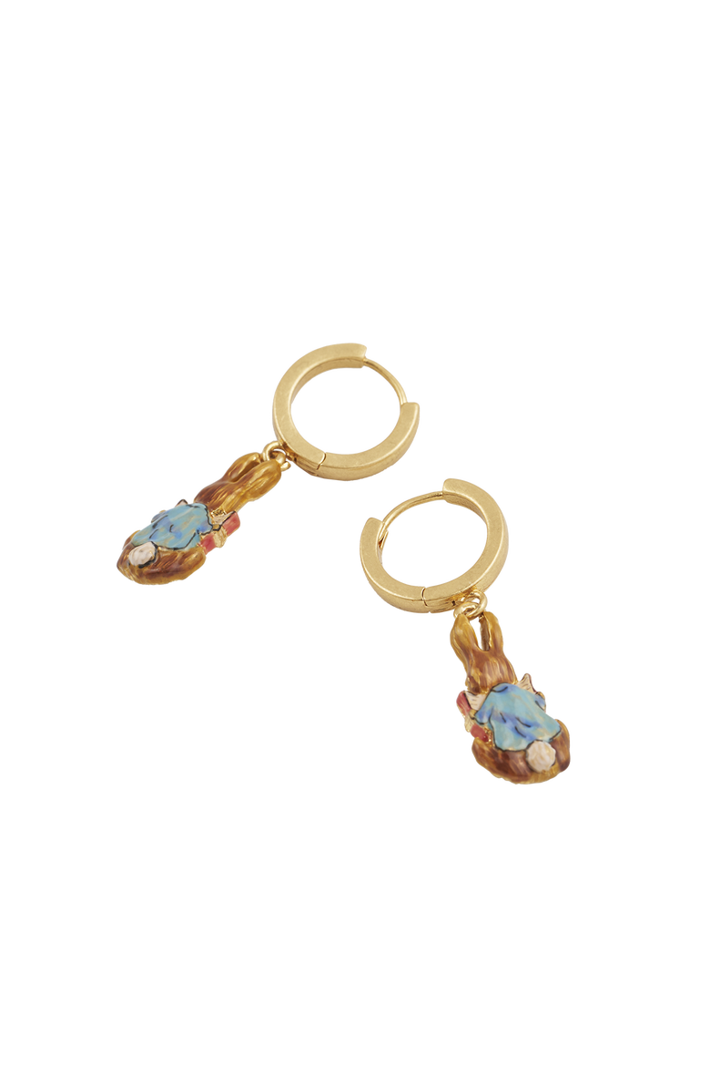 x Peter Rabbit Reading Charm Huggie Earrings, Alternate, color, Gold
