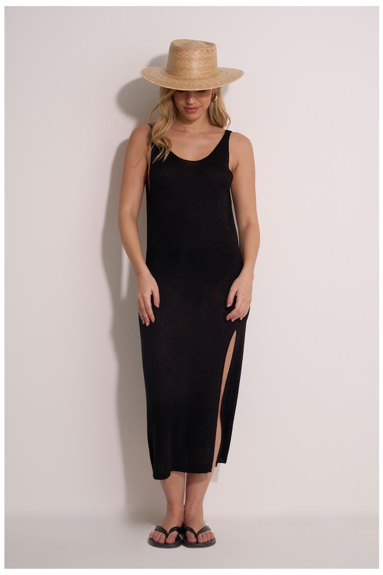 Naama Scoop Neck Crochet Dress Cover-Up, Main, color, Black