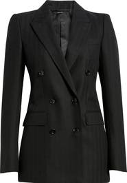 TOM FORD Sharp Herringbone Double Breasted Virgin Wool Jacket