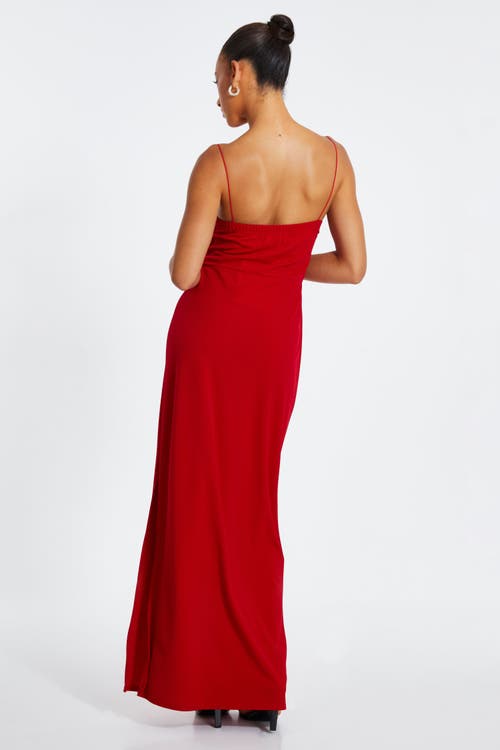 Quiz Scuba Crepe Floral Trim Strap Maxi Dress In Red