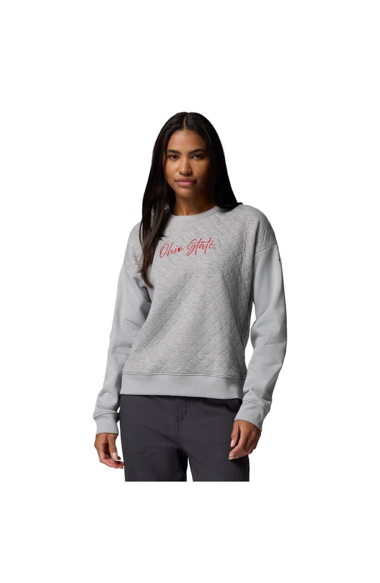 Columbia Women's Columbia Heather Gray Ohio State Buckeyes Collegiate Hart Mountain<sup>™</sup> Quilted Sweatshirt, Main, color, 