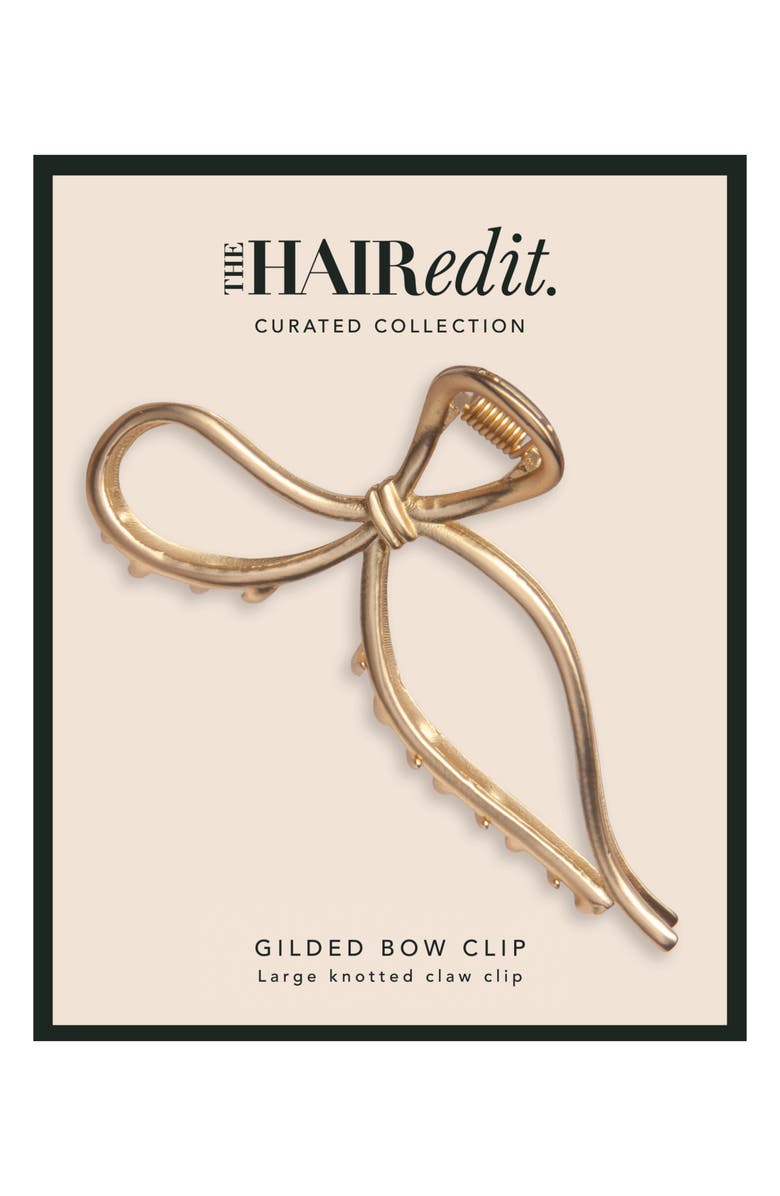 The Hair Edit Gilded Bow Claw Clip, Main, color, 