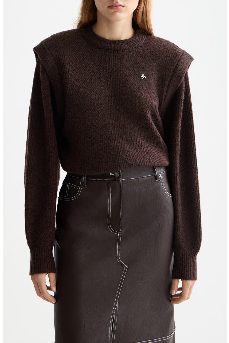 Extende Shoulder Crewneck Sweater, Main, color, CHOCOLATE PLUM