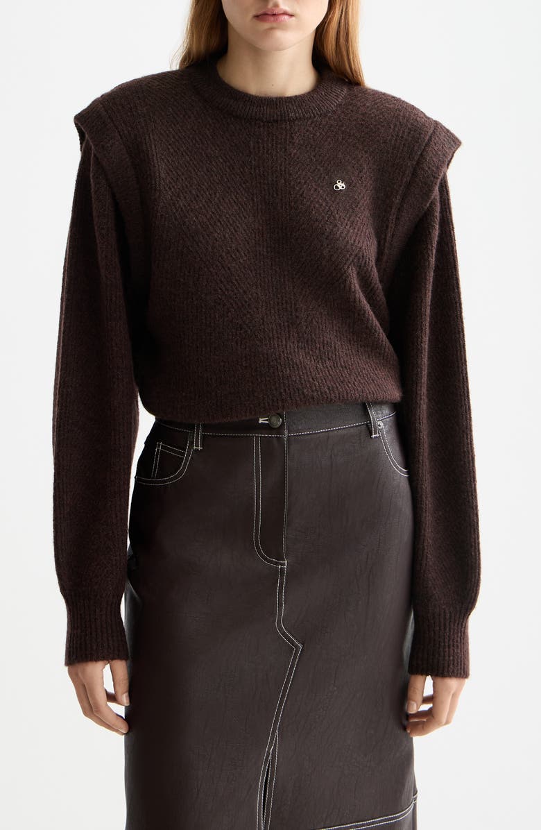 Scotch & Soda Extende Shoulder Crewneck Sweater, Main, color, Chocolate Plum