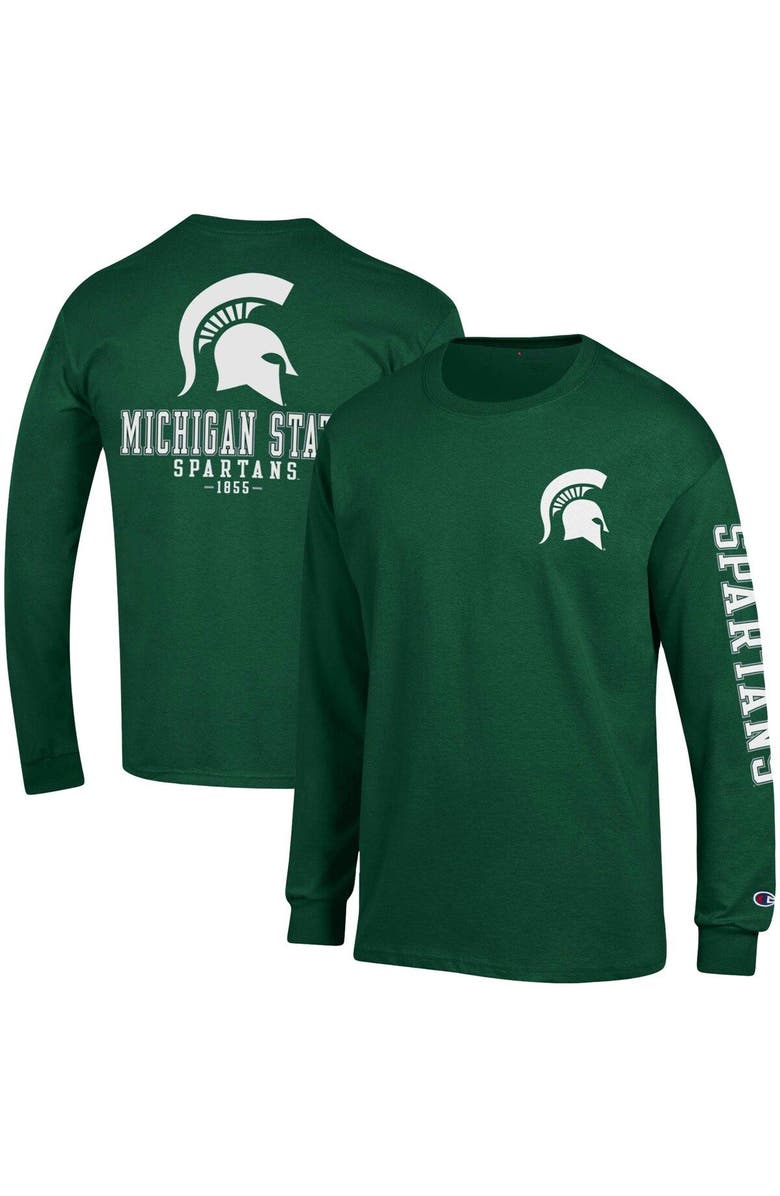 Champion Men's Champion Green Michigan State Spartans Team Stack Long Sleeve T-Shirt, Main, color, Green