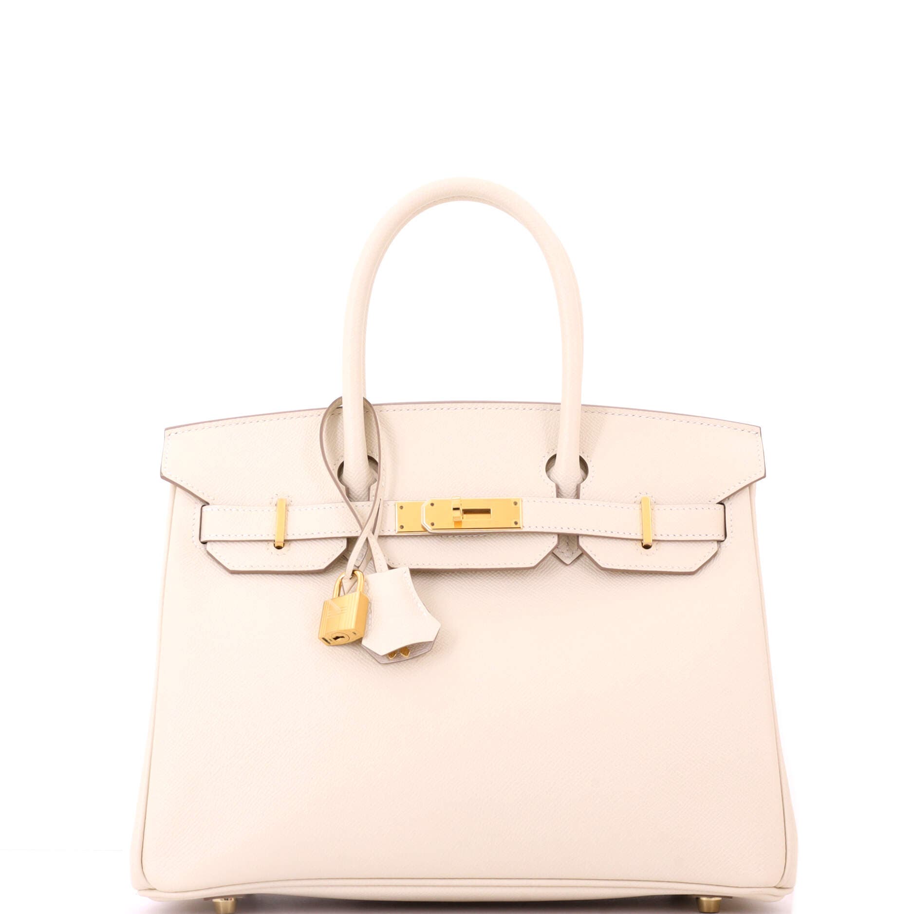 Pre-Owned Hermes Birkin Handbag Light Epsom with Gold Hardware 30, Main, color, Craie