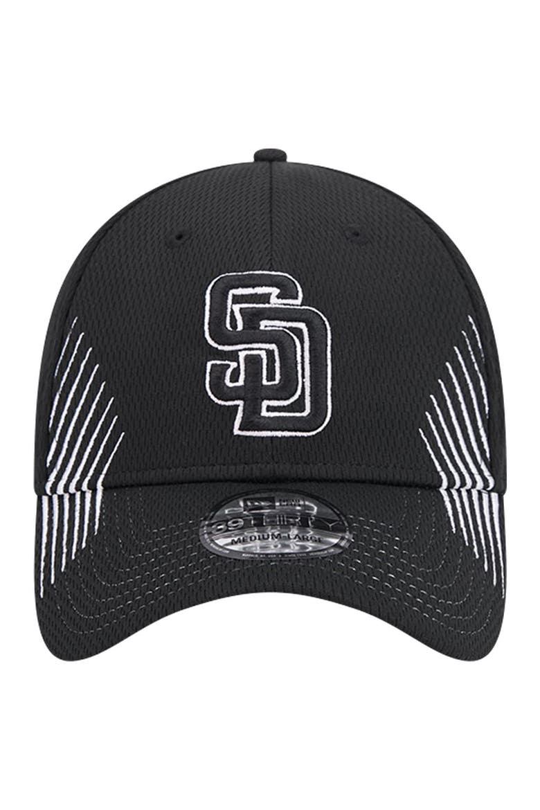 Men's New Era Black San Diego Padres Active Dash Mark 39THIRTY Flex Hat, Alternate, color, Black