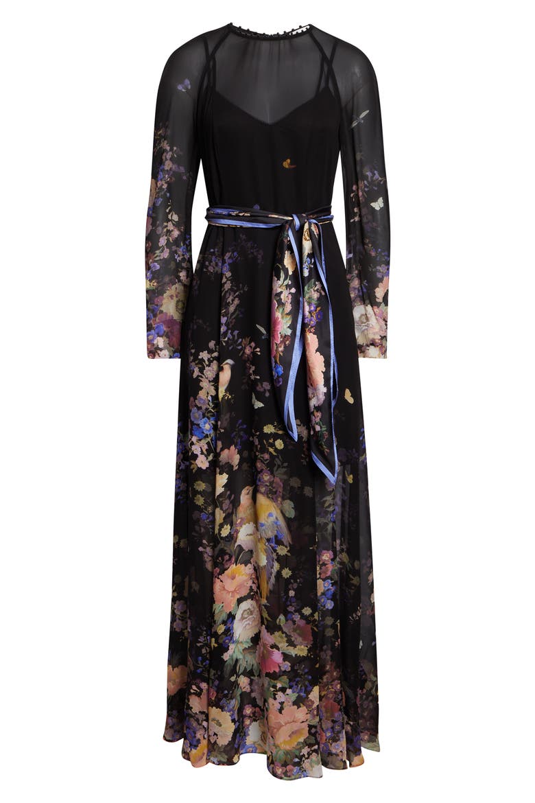 Luna Long Sleeve Maxi Dress, Alternate, color, BLACK MULTI FLORAL