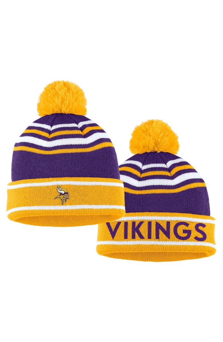 WEAR by Erin Andrews Women's WEAR by Erin Andrews Purple Minnesota Vikings Colorblock Cuffed Knit Hat with Pom and Scarf Set, Alternate, color, Purple