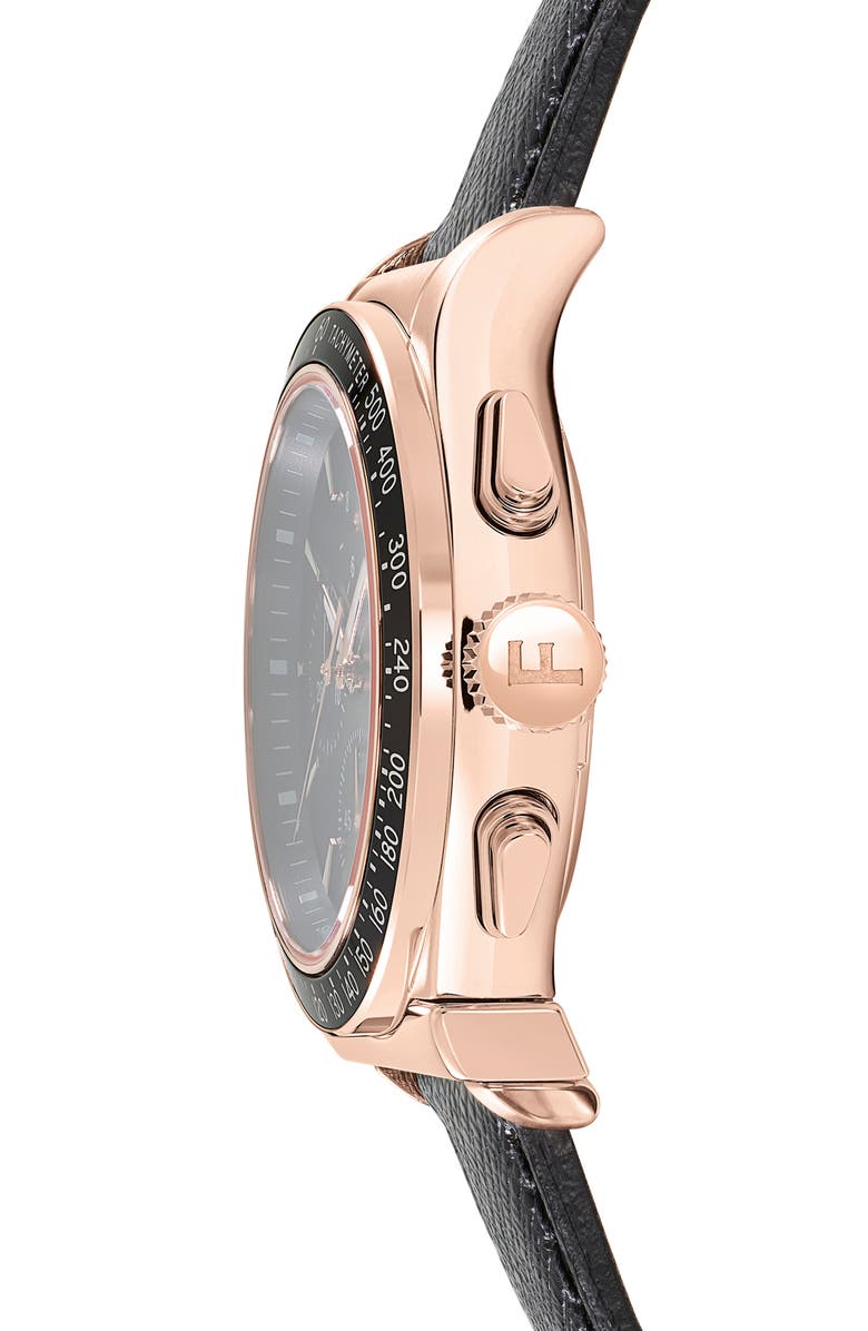 FERRAGAMO 1927 Chronograph Leather Strap Watch, 38mm, Alternate, color, Ip Rose Gold