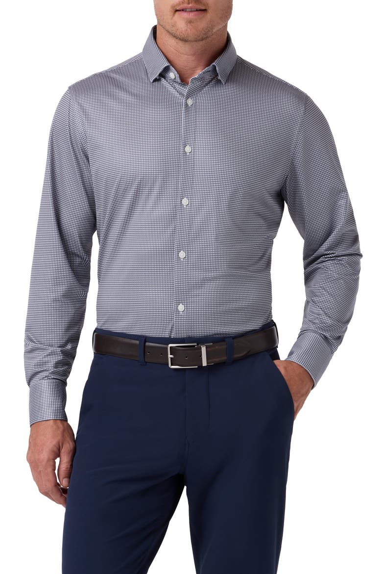 Halyard Classic Fit Performance Button-Up Shirt, Main, color, DARK SLATE PETER GINGHAM