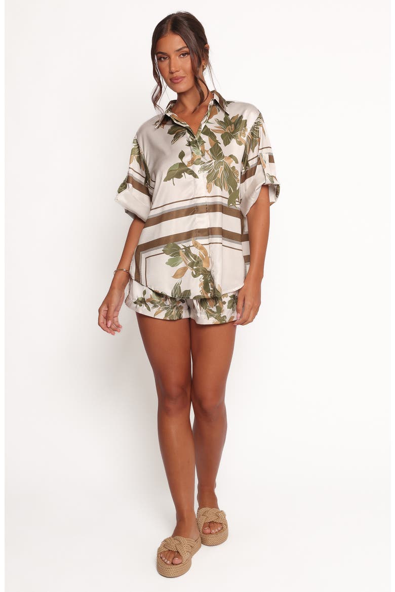 Lara Floral Print & Stripe Satin Shirt, Alternate, color, OLIVE PRINT