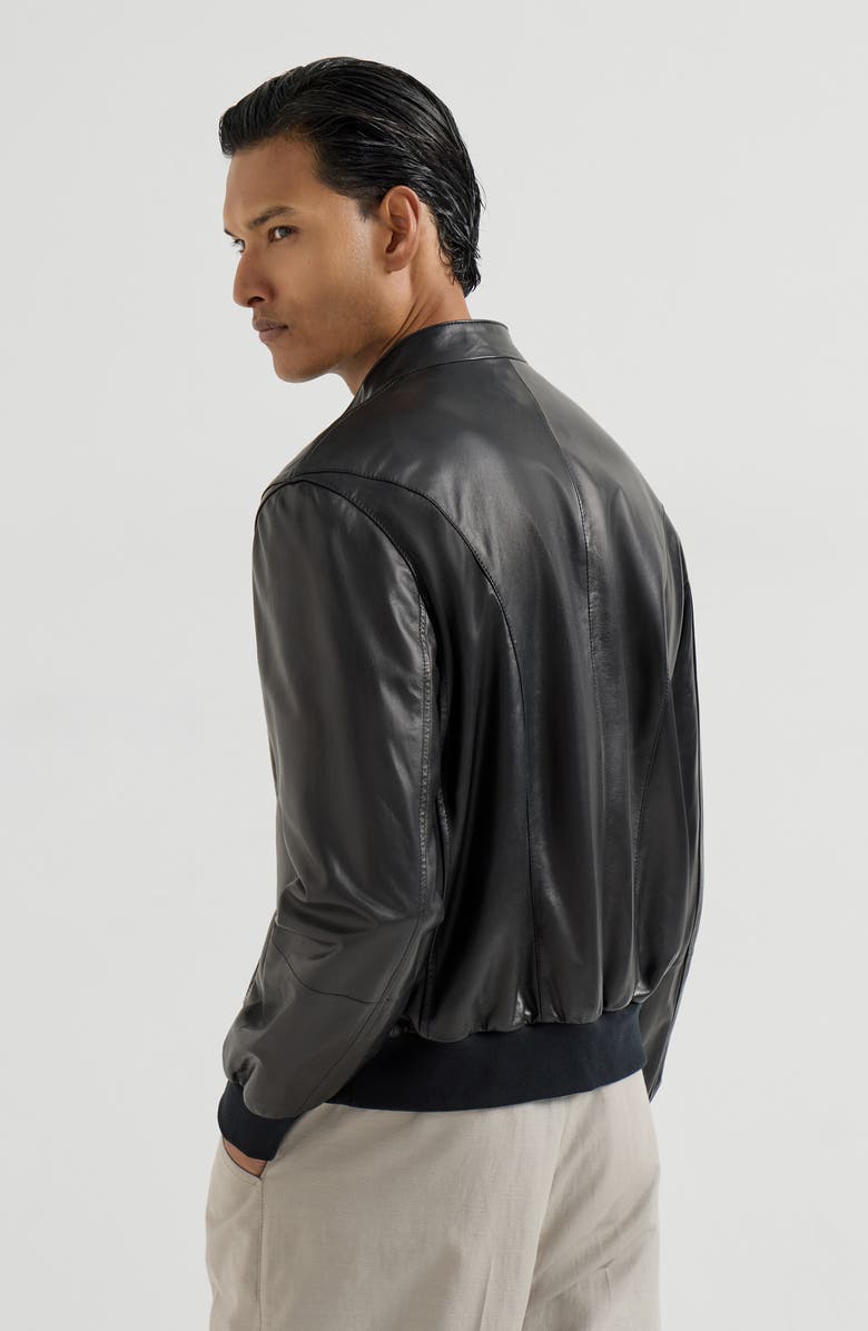 Brunello Cucinelli Nappa leather jacket, Alternate, color, Black