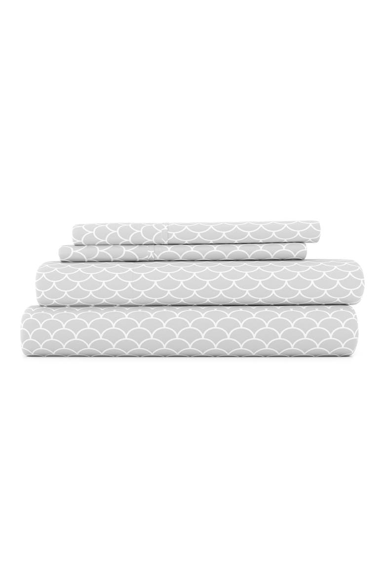 Premium Ultra Soft Scallops Pattern 4-Piece Bed Sheet Set, Main, color, GRAY