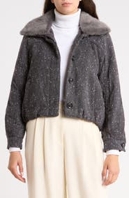 Democracy Faux Fur Collar Bomber Jacket