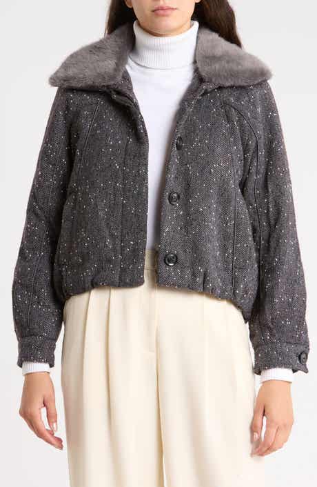 Faux Fur Collar Bomber Jacket