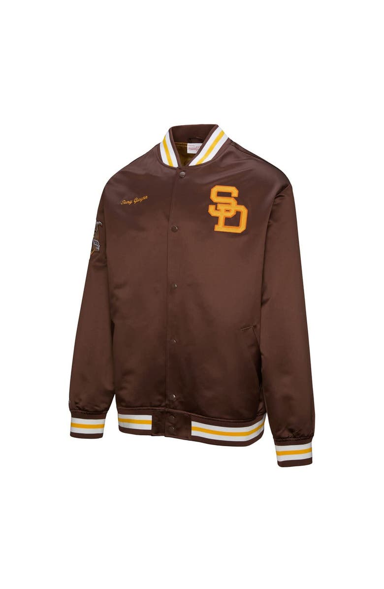 Mitchell & Ness Men's Mitchell & Ness Tony Gwynn Brown San Diego Padres Legends Collection Vintage Satin Full-Snap Jacket, Alternate, color, 