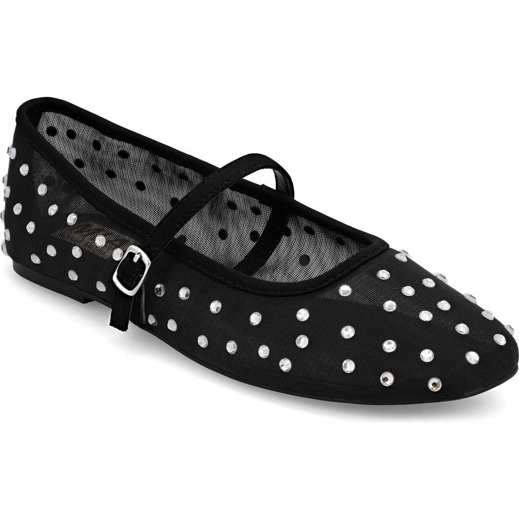 Mia Kerra Rhinestone Stud Ballet Flat In Black
