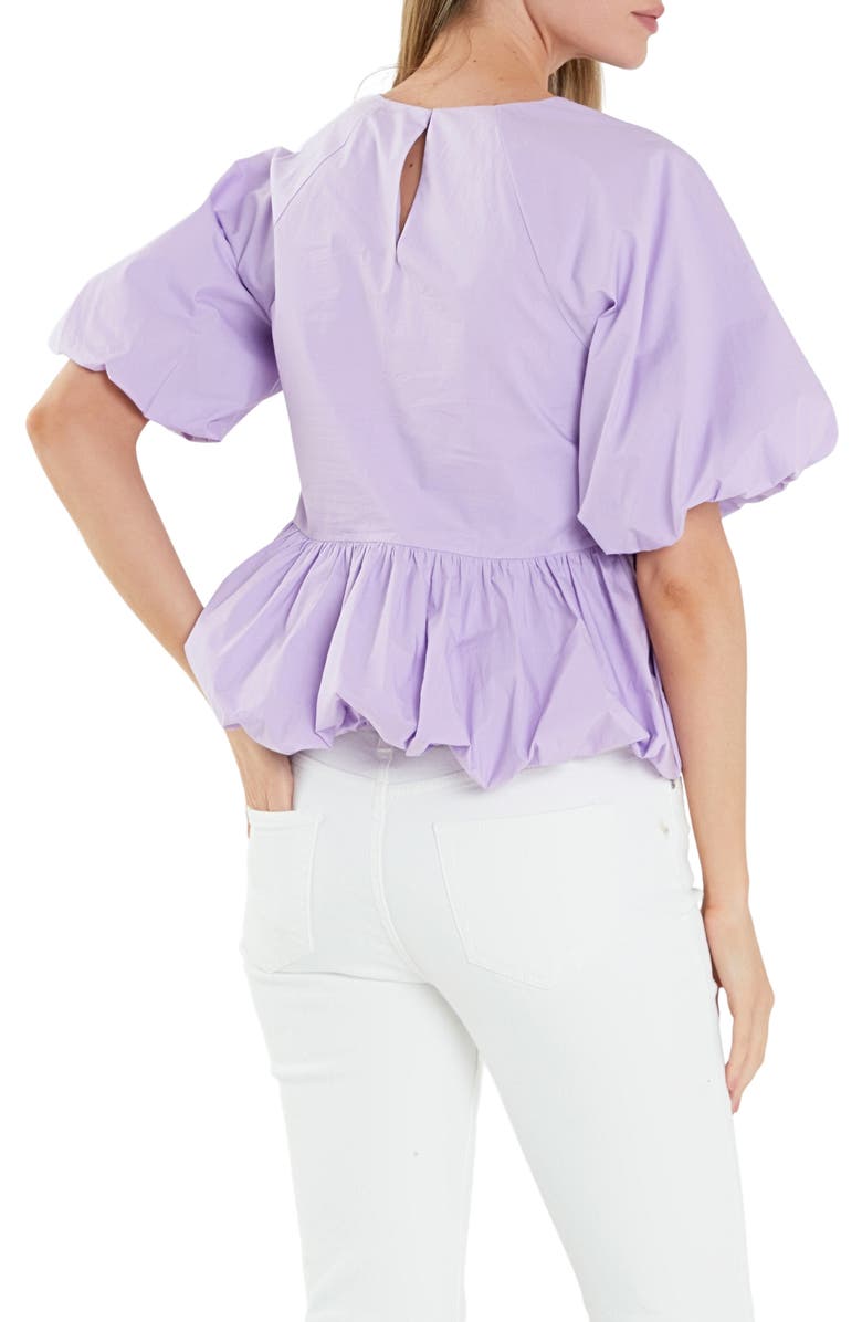 English Factory Balloon Poplin Top, Alternate, color, Lavender