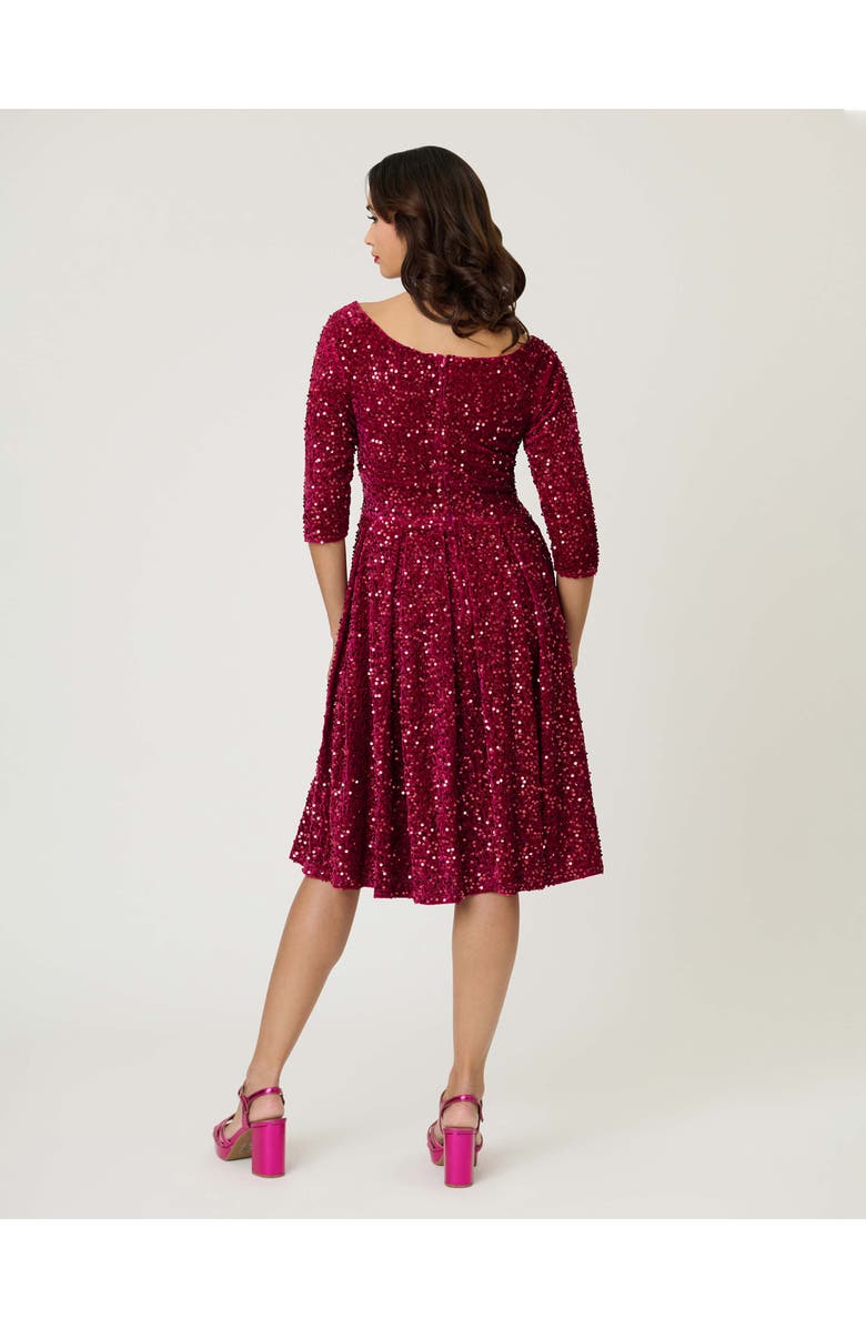 Unique Vintage 1950s Marceline Swing Dress, Alternate, color, Burgundy