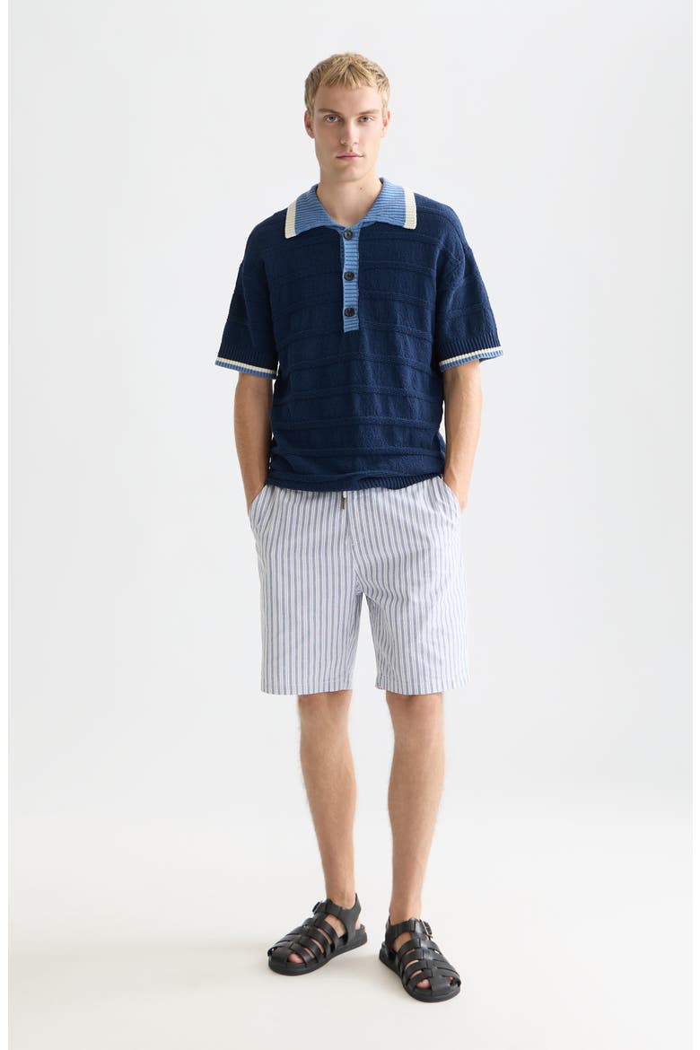 Loose Fit Contrast Trim Polo, Alternate, color, PAGEANT BLUE