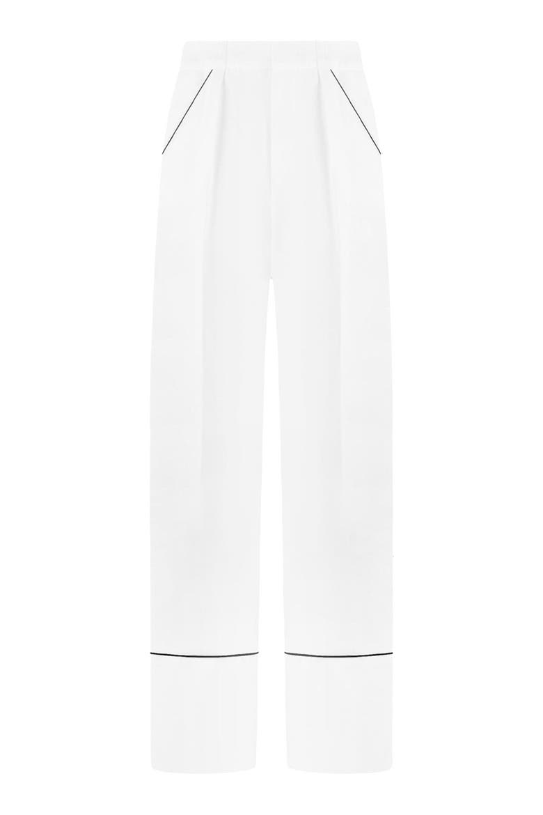 Mina Contrast Piped Pleated Trousers, Alternate, color, White/Black