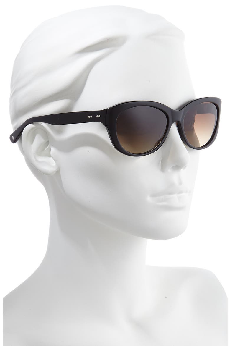 Iris 54mm Gradient Polarized Cat Eye Wrap Sunglasses, Alternate, color, BLACK