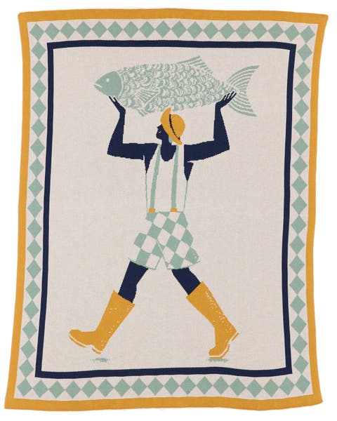 Un Beau Poisson Knit Throw Blanket