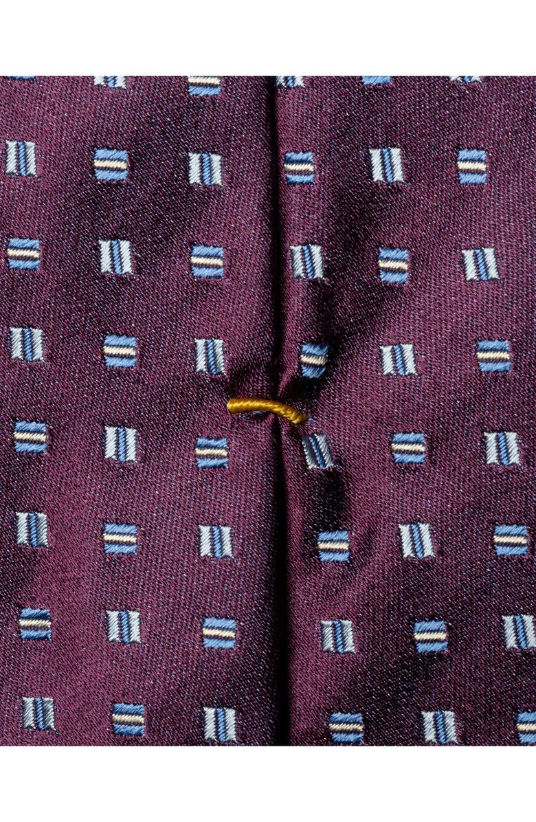Eton Neat Geometric Pattern Silk Tie, Alternate, color, Dark Purple