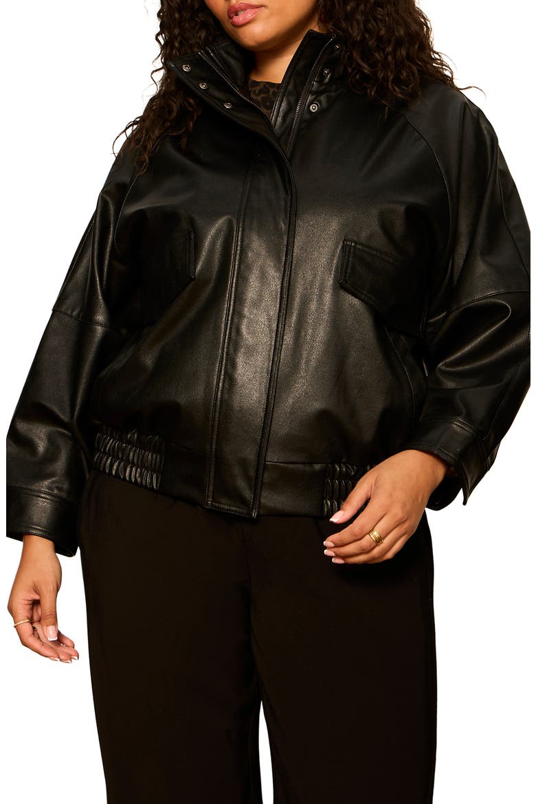 Alana Faux Leather Jacket, Main, color, BLACK