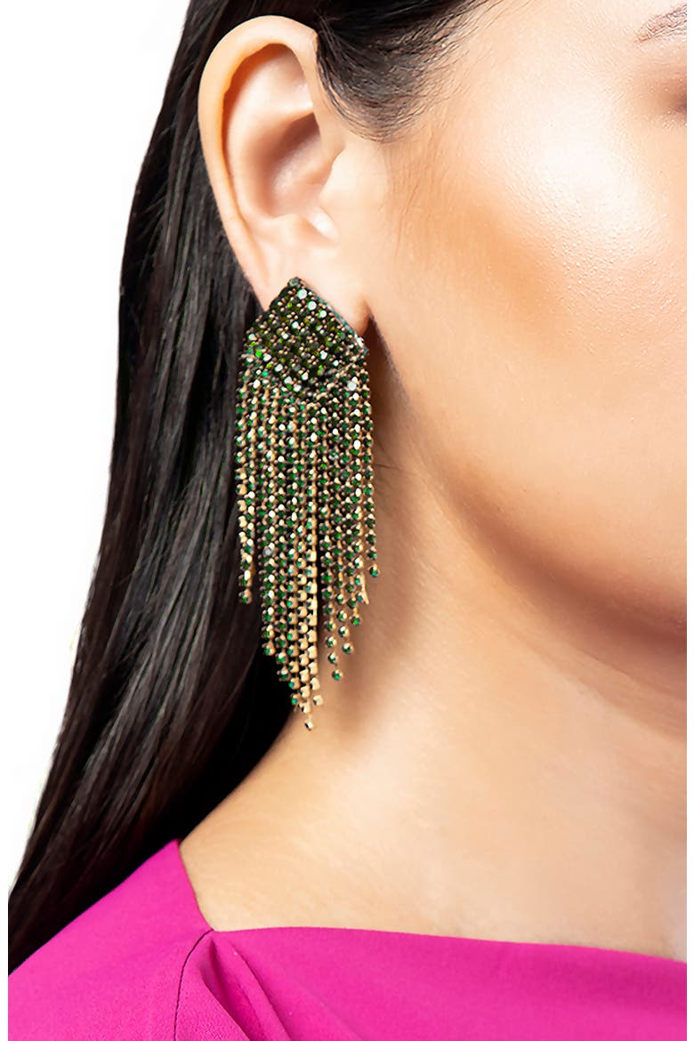 Niomi Crystal Fringe Drop Earrings, Alternate, color, EMERALD