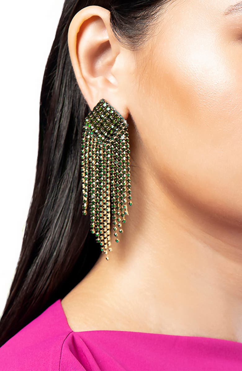 Deepa Gurnani Niomi Crystal Fringe Drop Earrings, Alternate, color,