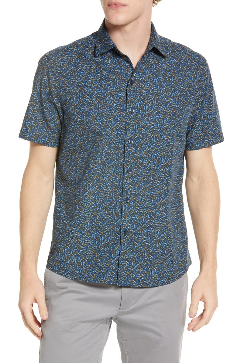 Robert Barakett Holton Dragonfly Short Sleeve Button-Up Shirt, Main, color, 
